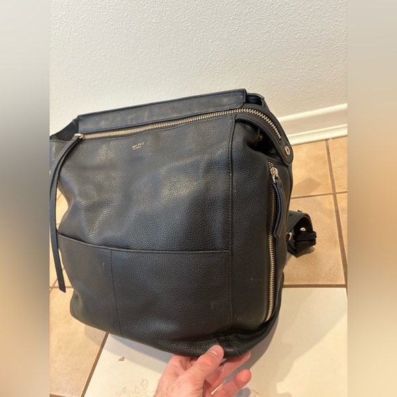 Mina Baie Harper Black Leather Backpack Travel Bag with Top Handle Los Angeles - Picture 2 of 11